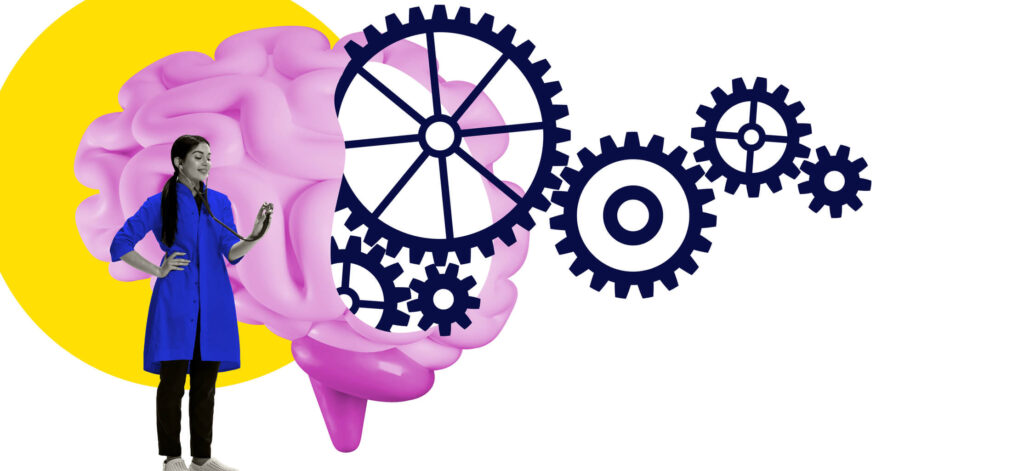 Doctor checking a patients brain for potential conditions, comparing the difference between RRMS and SPMS