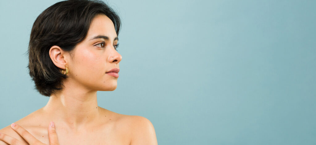 Woman with soothed skin