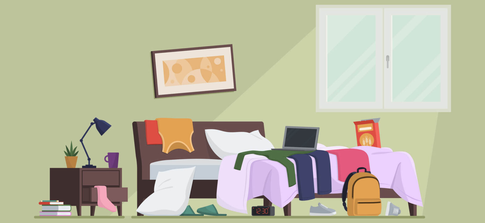 Messy bedroom, the impact of clutter and mess on sleep