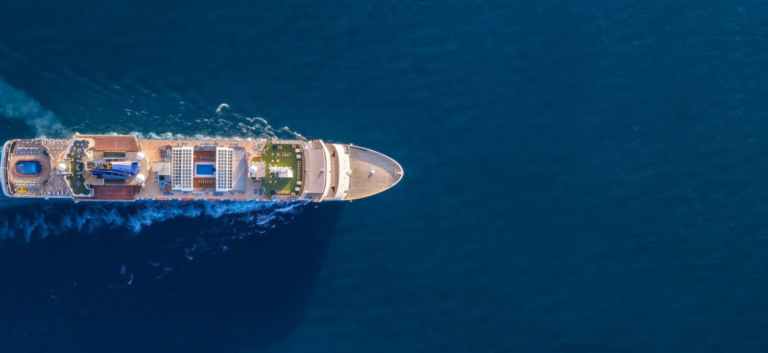 Overhead view of a cruise ship